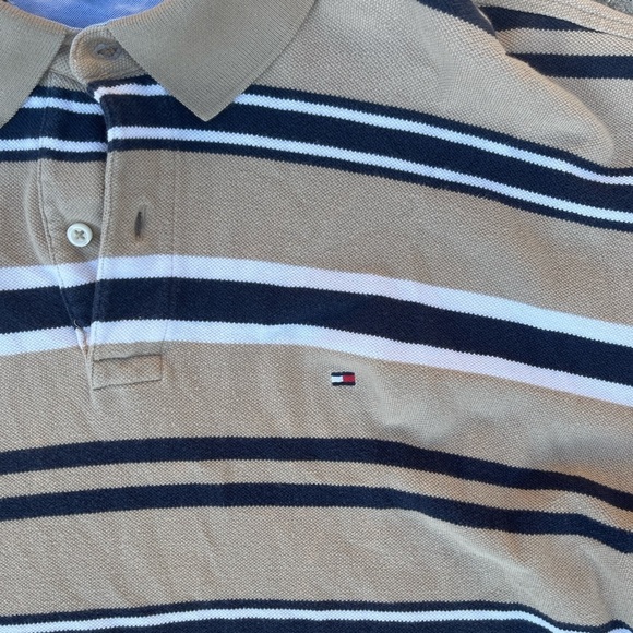 Tommy Hilfiger Men's Brown Striped Polo muscle Shirt - Picture 4 of 4